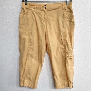 Chico's Yellow Cargo Crops/Capris size 12-14